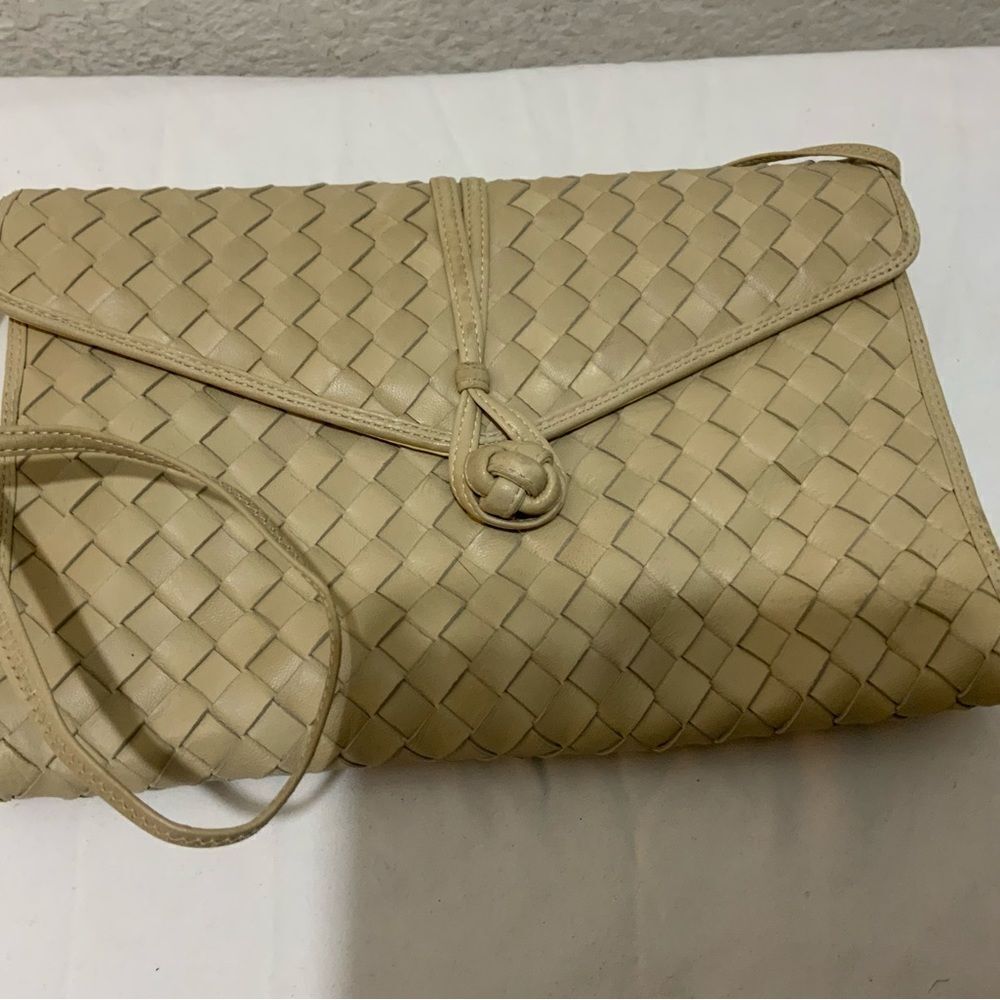 Morris Moskowitz vintage leather woven envelope clutch/shoulder genuine  reptile